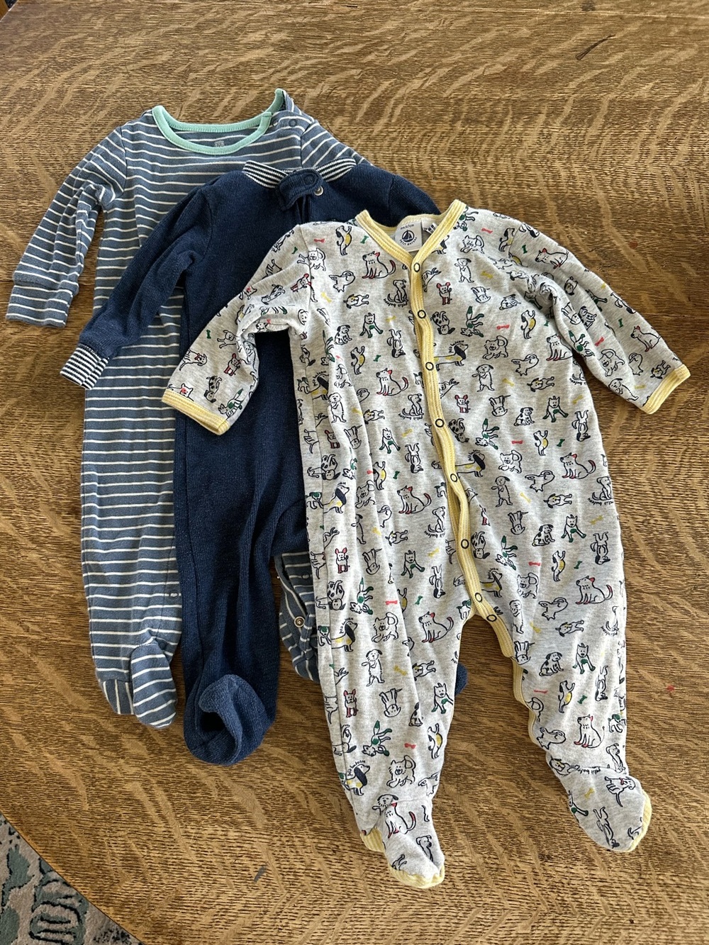 Baby Footie Bundle, dog print- Baby Gap, Carter’s, Petit Bateau